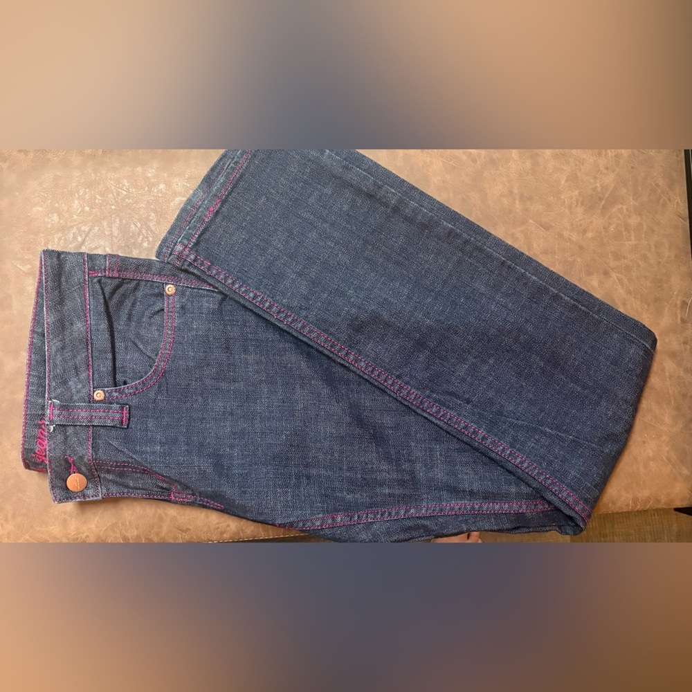 NWOT Dish Paris Stylish Blue Jeans with Pink Accents, W30 L32